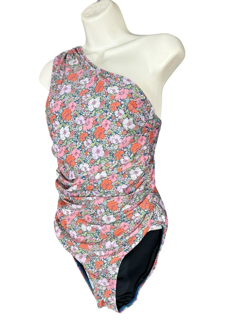 J.Crew Liberty Meadow Song One Shoulder Ruched One Piece Swimsuit Floral Size 4